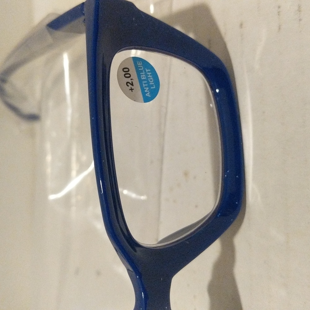 Blue Oversized +2.0 Reading Glasses Computer Blue Light Filter Blocking 2X 🆕 - Picture 2 of 5